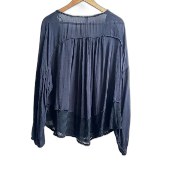 Free People womens Black Cool Meadow Top Button down Cotton boho Size Large - Picture 5 of 5